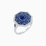 Load image into Gallery viewer, Art Deco Style Octagonal Ring with Geometric Design and Customizable Center Stone - Shahin Jewelry
