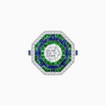 Load image into Gallery viewer, Art Deco Style Octagonal Ring with Geometric Design and Customizable Center Stone - Shahin Jewelry
