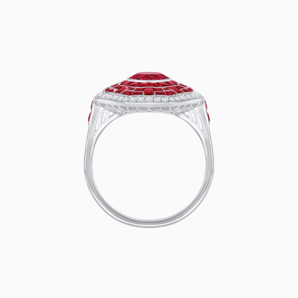 Art Deco Style Octagonal Ring with Geometric Design and Customizable Center Stone - Shahin Jewelry
