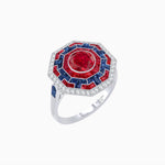 Load image into Gallery viewer, Art Deco Style Octagonal Ring with Geometric Design and Customizable Center Stone - Shahin Jewelry