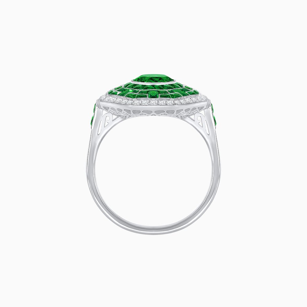 Art Deco Style Octagonal Ring with Geometric Design and Customizable Center Stone - Shahin Jewelry