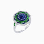 Load image into Gallery viewer, Art Deco Style Octagonal Ring with Geometric Design and Customizable Center Stone - Shahin Jewelry