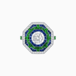 Load image into Gallery viewer, Art Deco Style Octagonal Ring with Geometric Design and Customizable Center Stone - Shahin Jewelry