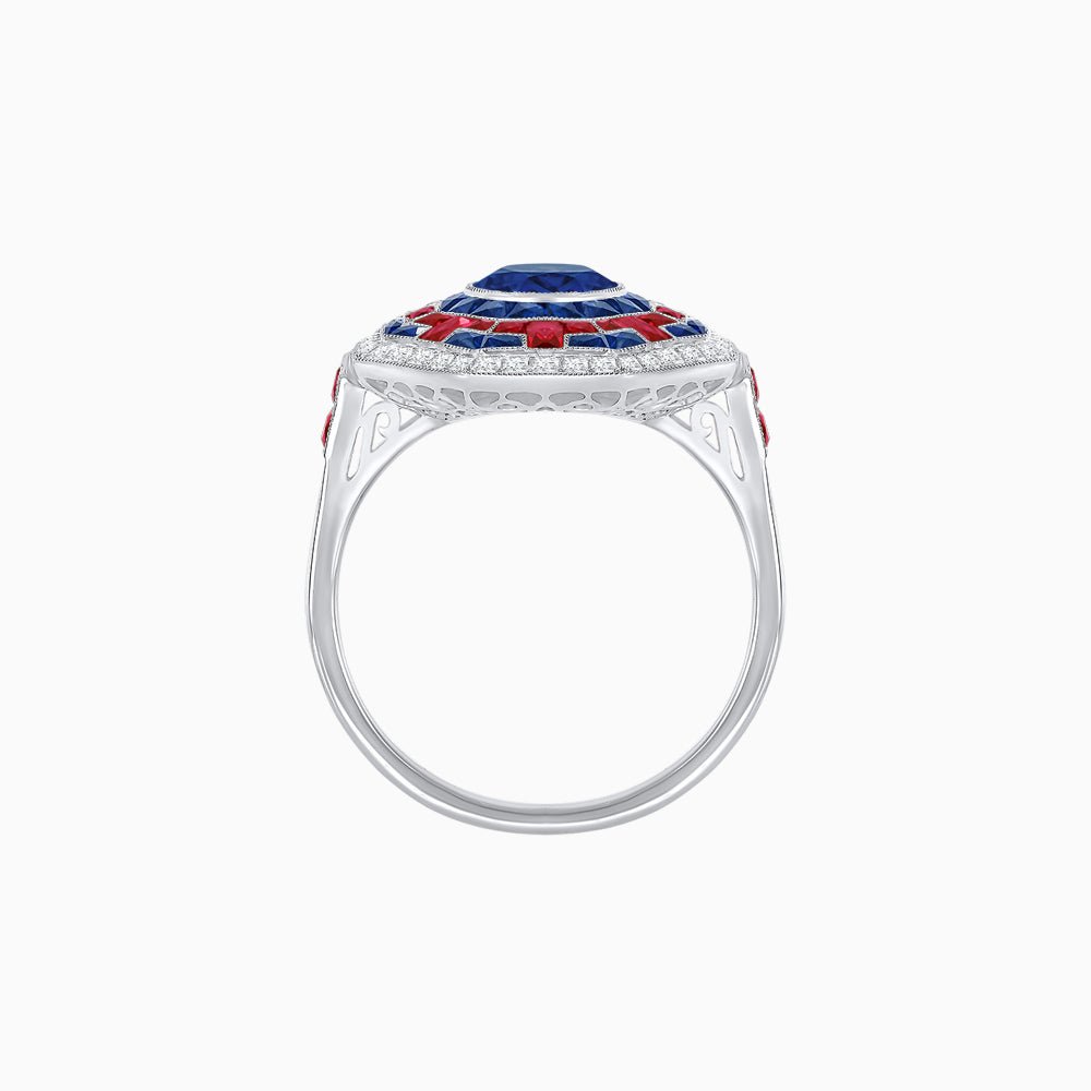 Art Deco Style Octagonal Ring with Geometric Design and Customizable Center Stone - Shahin Jewelry