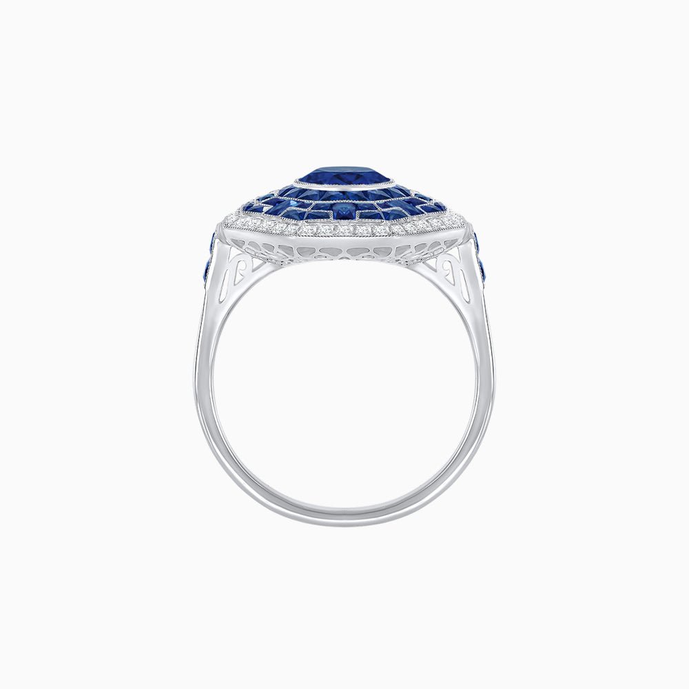 Art Deco Style Octagonal Ring with Geometric Design and Customizable Center Stone - Shahin Jewelry