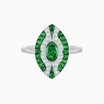 Load image into Gallery viewer, Art Deco Style Oval Center Clover Ring with Gemstone - Shahin Jewelry
