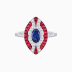 Load image into Gallery viewer, Art Deco Style Oval Center Clover Ring with Gemstone - Shahin Jewelry
