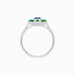 Load image into Gallery viewer, Art Deco Style Oval Center Clover Ring with Gemstone - Shahin Jewelry
