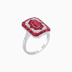 Load image into Gallery viewer, Art Deco Style Oval Cut Ring with Customizable French - Cut Gemstone Accents - Shahin Jewelry
