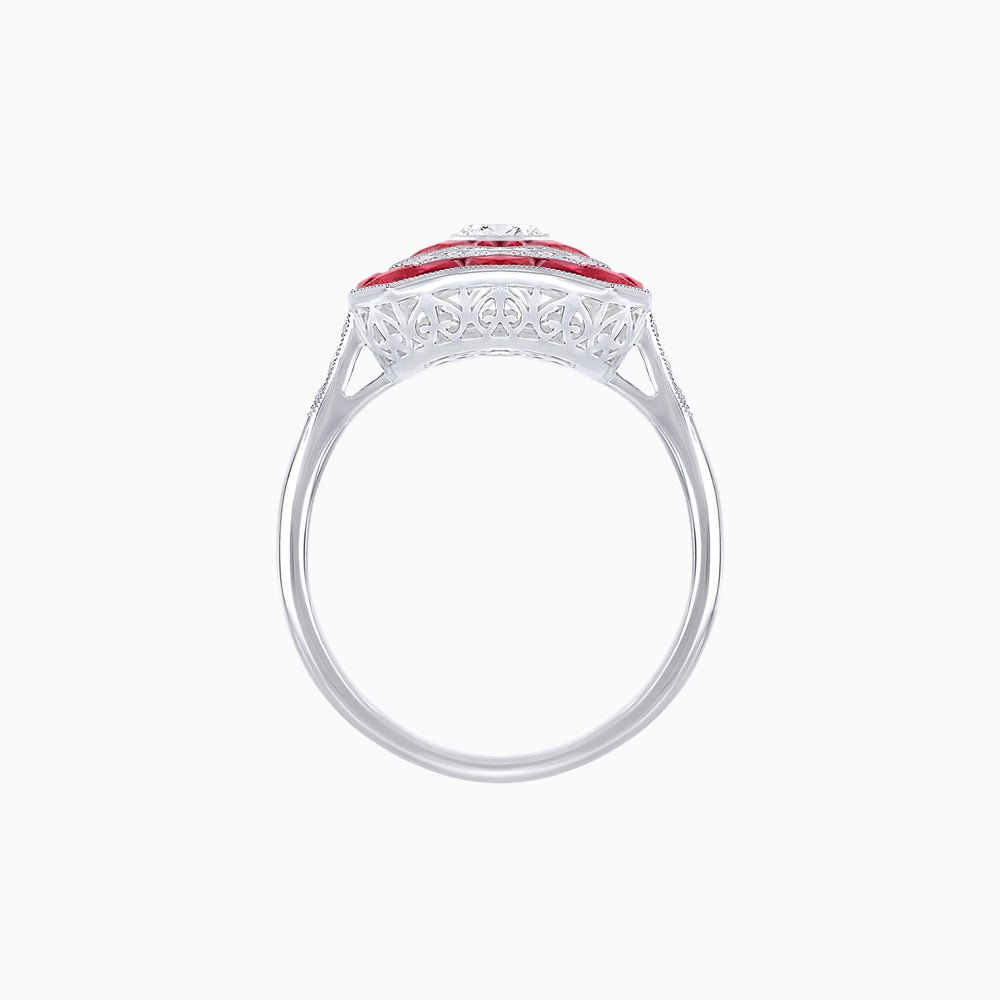 Art Deco Style Oval Cut Ring with Customizable French - Cut Gemstone Accents - Shahin Jewelry