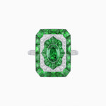 Load image into Gallery viewer, Art Deco Style Oval Cut Ring with Customizable French - Cut Gemstone Accents - Shahin Jewelry
