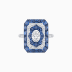 Load image into Gallery viewer, Art Deco Style Oval Cut Ring with Customizable French - Cut Gemstone Accents - Shahin Jewelry
