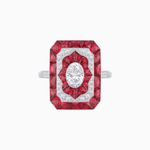 Load image into Gallery viewer, Art Deco Style Oval Cut Ring with Customizable French - Cut Gemstone Accents - Shahin Jewelry
