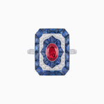 Load image into Gallery viewer, Art Deco Style Oval Cut Ring with Customizable French - Cut Gemstone Accents - Shahin Jewelry
