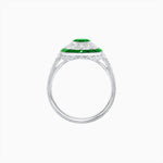 Load image into Gallery viewer, Art Deco Style Oval Ring with French-Cut Gemstone Halo and Diamond Accents - Shahin Jewelry