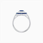 Load image into Gallery viewer, Art Deco Style Oval Ring with French-Cut Gemstone Halo and Diamond Accents - Shahin Jewelry