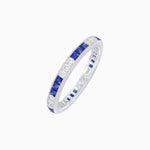 Load image into Gallery viewer, Art Deco Style Sapphire And Diamond Half Eternity Band - Shahin Jewelry
