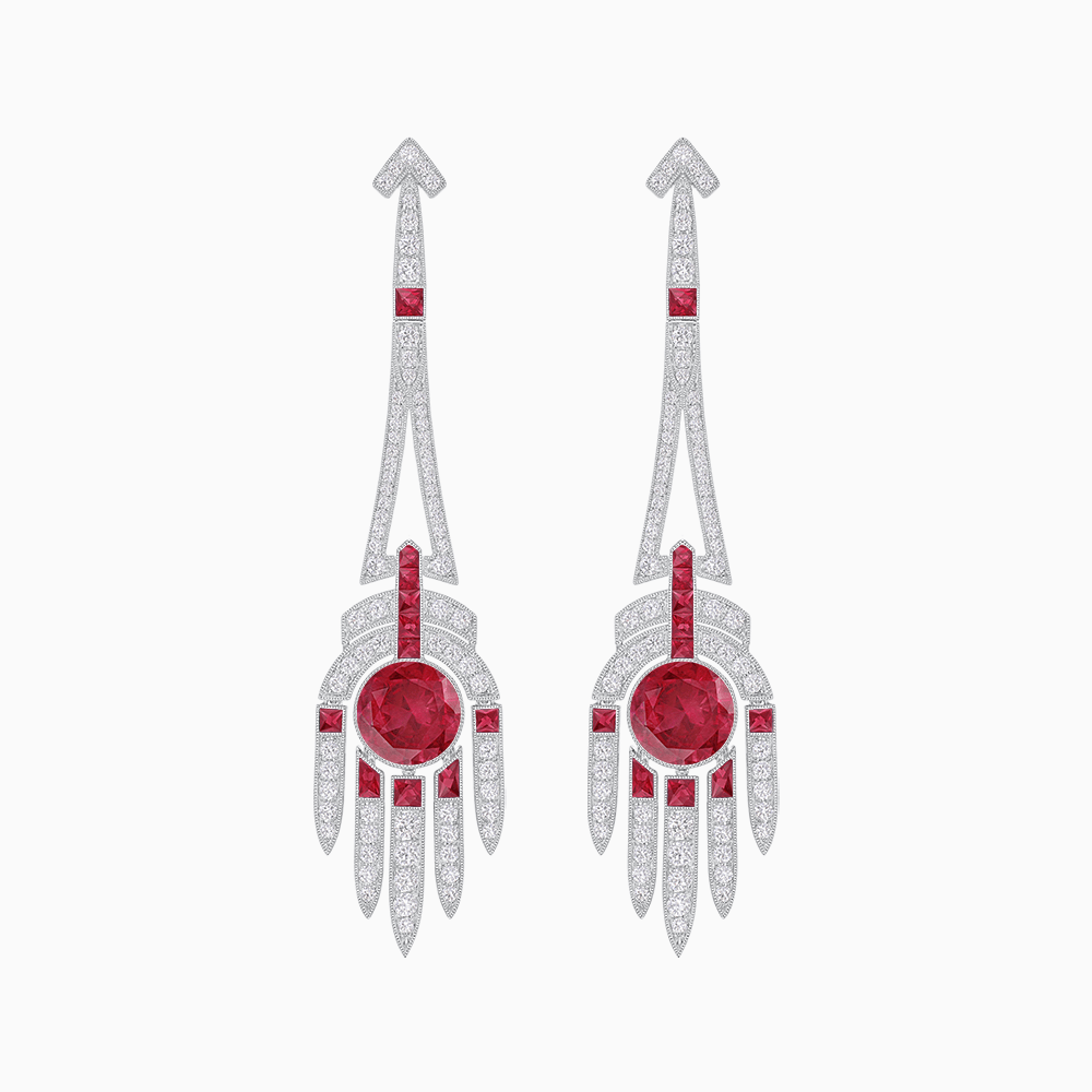 Art Deco Style Sapphire Dangle Earrings - Shahin Jewelry