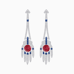 Load image into Gallery viewer, Art Deco Style Sapphire Dangle Earrings - Shahin Jewelry