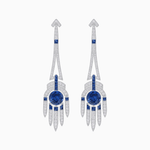Load image into Gallery viewer, Art Deco Style Sapphire Dangle Earrings - Shahin Jewelry