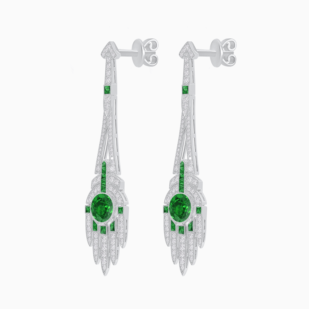Art Deco Style Sapphire Dangle Earrings - Shahin Jewelry