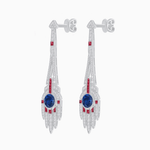 Load image into Gallery viewer, Art Deco Style Sapphire Dangle Earrings - Shahin Jewelry