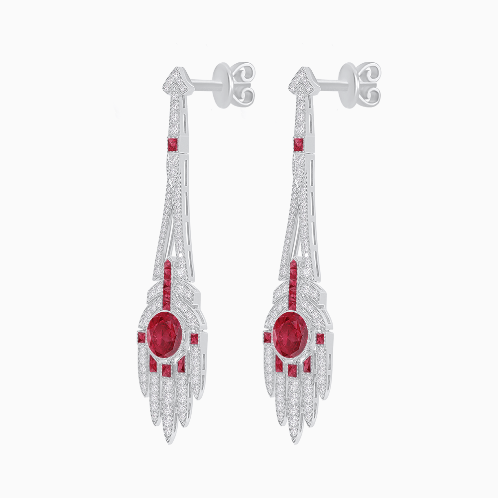 Art Deco Style Sapphire Dangle Earrings - Shahin Jewelry