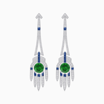 Load image into Gallery viewer, Art Deco Style Sapphire Dangle Earrings - Shahin Jewelry