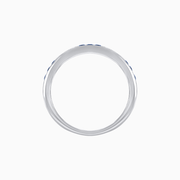 Art Deco Style Square Blue Sapphire and Diamond Half Eternity Band in 14K White Gold - Shahin Jewelry
