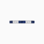 Load image into Gallery viewer, Art Deco Style Square Blue Sapphire and Diamond Half Eternity Band in 14K White Gold - Shahin Jewelry
