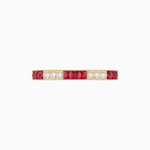 Load image into Gallery viewer, Art Deco Style Square Ruby and Diamond Half Eternity Band in 14K Yellow Gold - Shahin Jewelry
