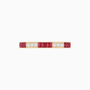 Art Deco Style Square Ruby and Diamond Half Eternity Band in 14K Yellow Gold - Shahin Jewelry