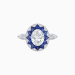 Load image into Gallery viewer, Art Deco Style Star Design Ring Oval Cut Diamond - Shahin Jewelry
