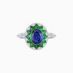 Load image into Gallery viewer, Art Deco Style Star Design Ring Oval Cut Gemstone - Shahin Jewelry
