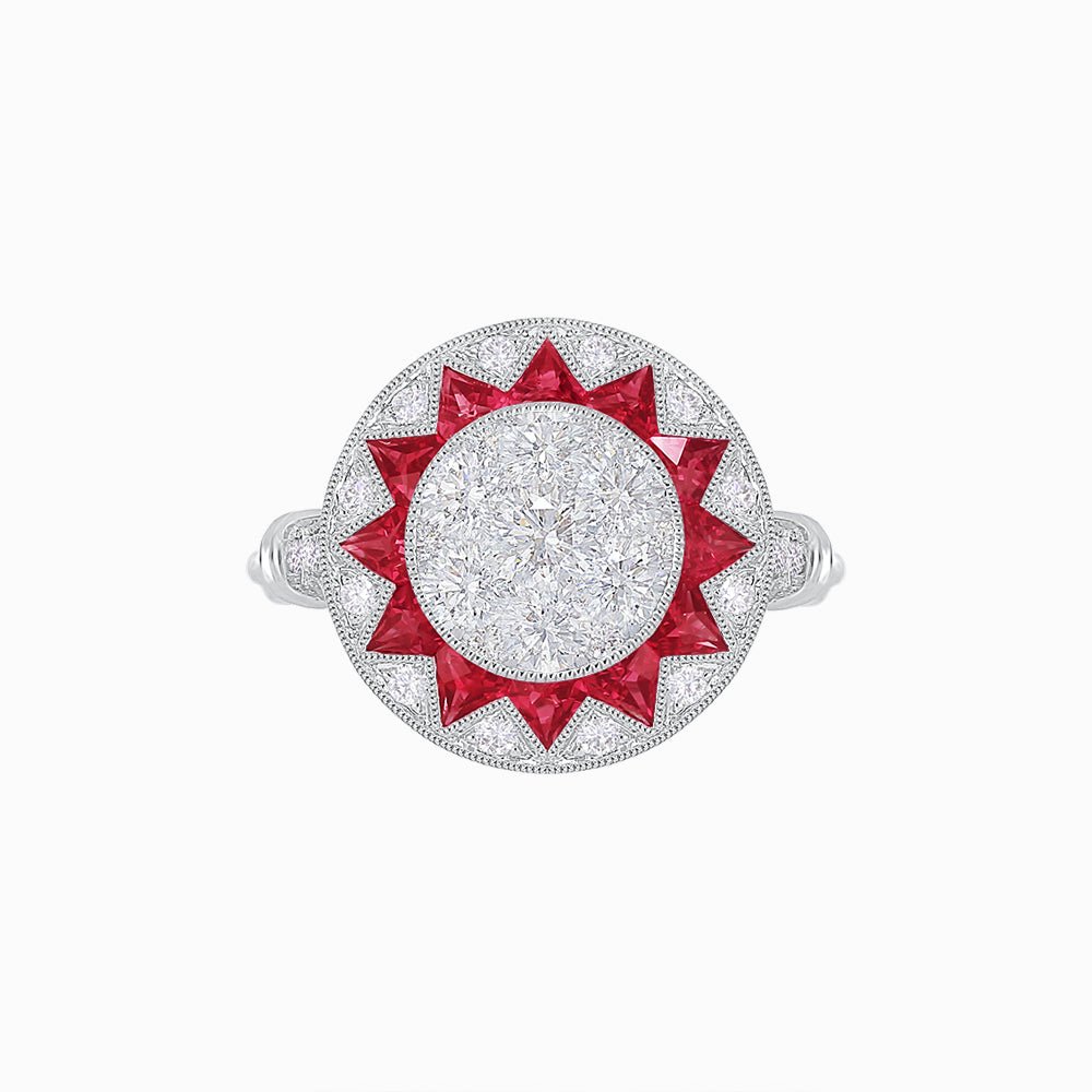 Art Deco Style Star Design Ring With Illusion Setting - Shahin Jewelry