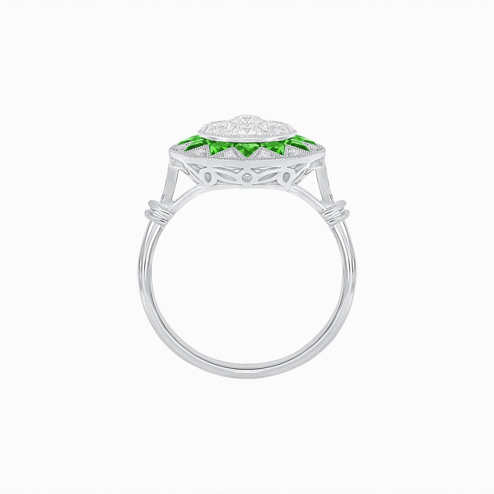 Art Deco Style Star Design Ring With Illusion Setting - Shahin Jewelry