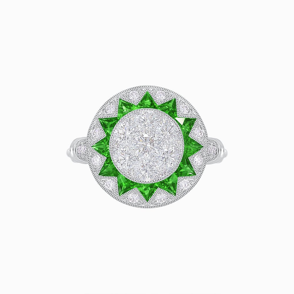 Art Deco Style Star Design Ring With Illusion Setting - Shahin Jewelry