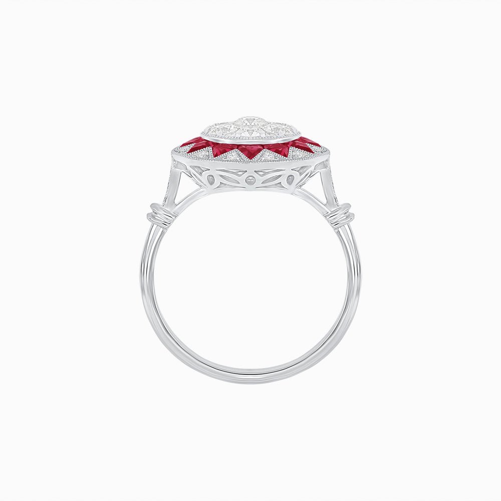 Art Deco Style Star Design Ring With Illusion Setting - Shahin Jewelry