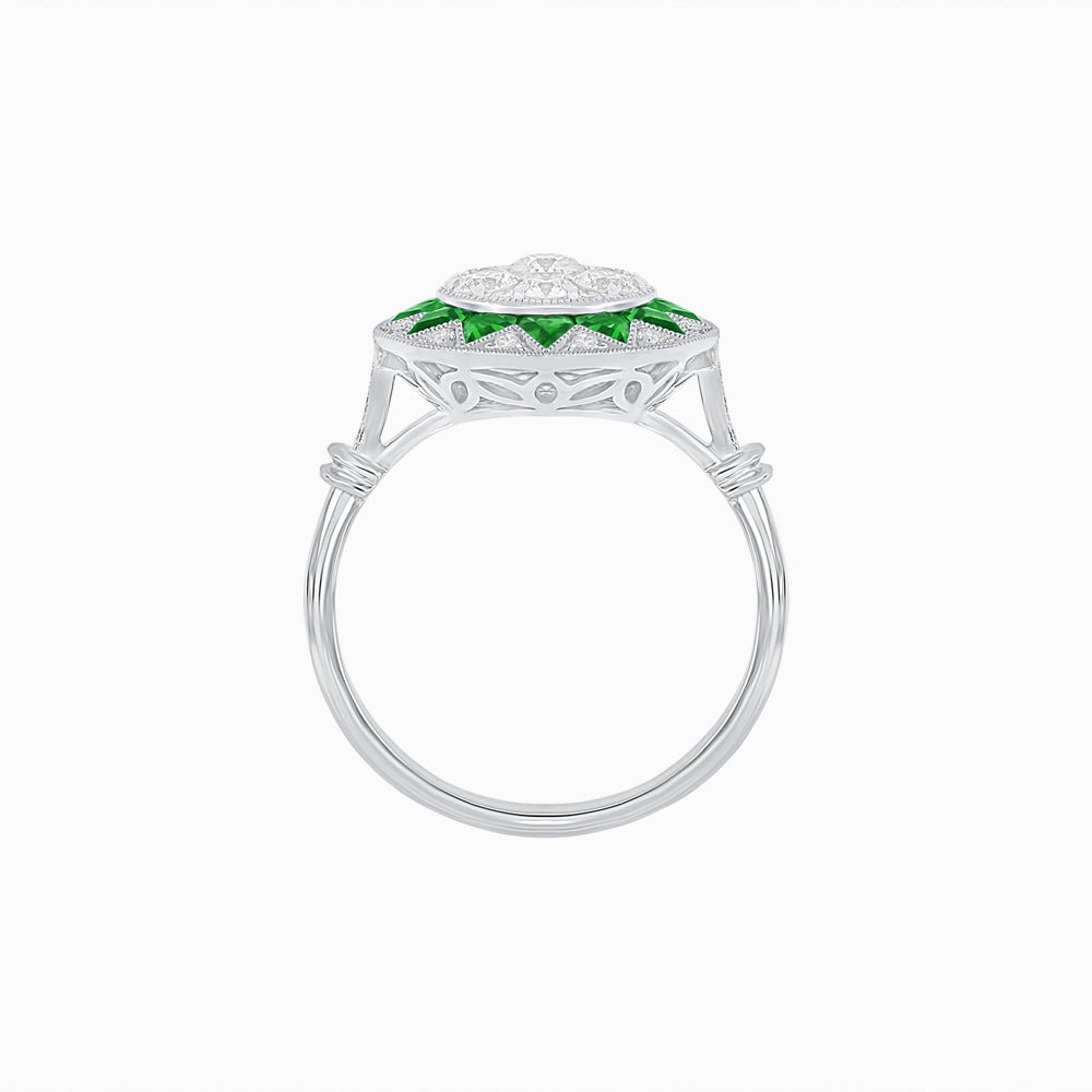 Art Deco Style Star Design Ring With Illusion Setting - Shahin Jewelry