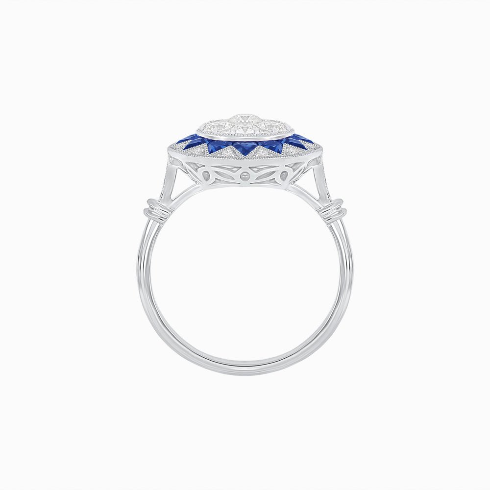 Art Deco Style Star Design Ring With Illusion Setting - Shahin Jewelry