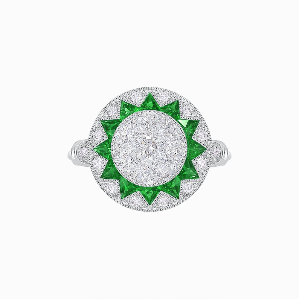 Art Deco Style Star Design Ring With Illusion Setting - Shahin Jewelry