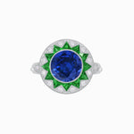 Load image into Gallery viewer, Art Deco Style Star Design Ring With Round Gemstone - Shahin Jewelry
