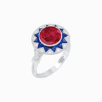 Load image into Gallery viewer, Art Deco Style Star Design Ring With Round Gemstone - Shahin Jewelry
