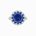 Load image into Gallery viewer, Art Deco Style Star Design Ring With Round Gemstone - Shahin Jewelry
