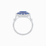 Load image into Gallery viewer, Art Deco Style Star Design Ring With Round Gemstone - Shahin Jewelry
