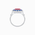 Load image into Gallery viewer, Art Deco Style Star Design Ring With Round Gemstone - Shahin Jewelry
