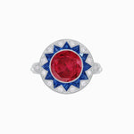 Load image into Gallery viewer, Art Deco Style Star Design Ring With Round Gemstone - Shahin Jewelry
