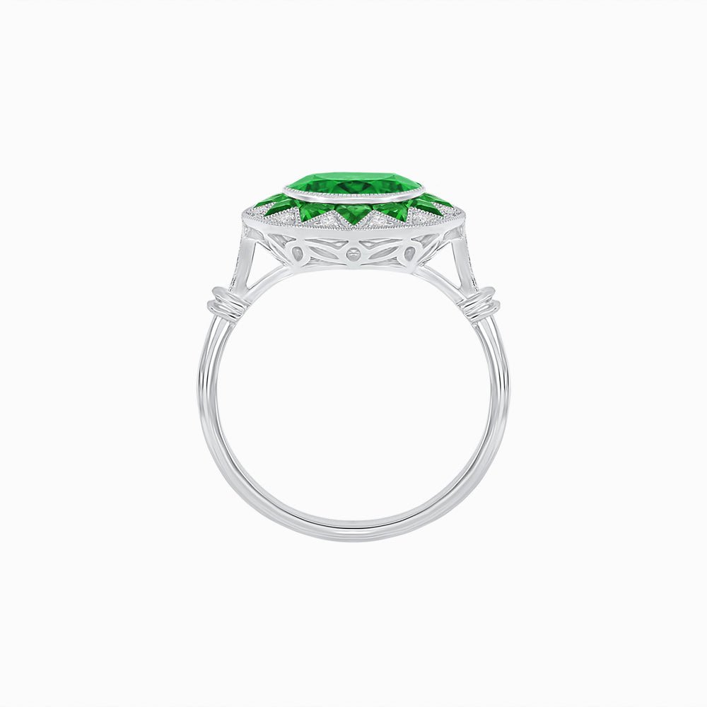 Art Deco Style Star Design Ring With Round Gemstone - Shahin Jewelry