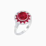 Load image into Gallery viewer, Art Deco Style Star Design Ring With Round Gemstone - Shahin Jewelry
