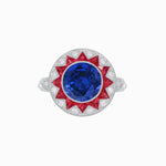 Load image into Gallery viewer, Art Deco Style Star Design Ring With Round Gemstone - Shahin Jewelry
